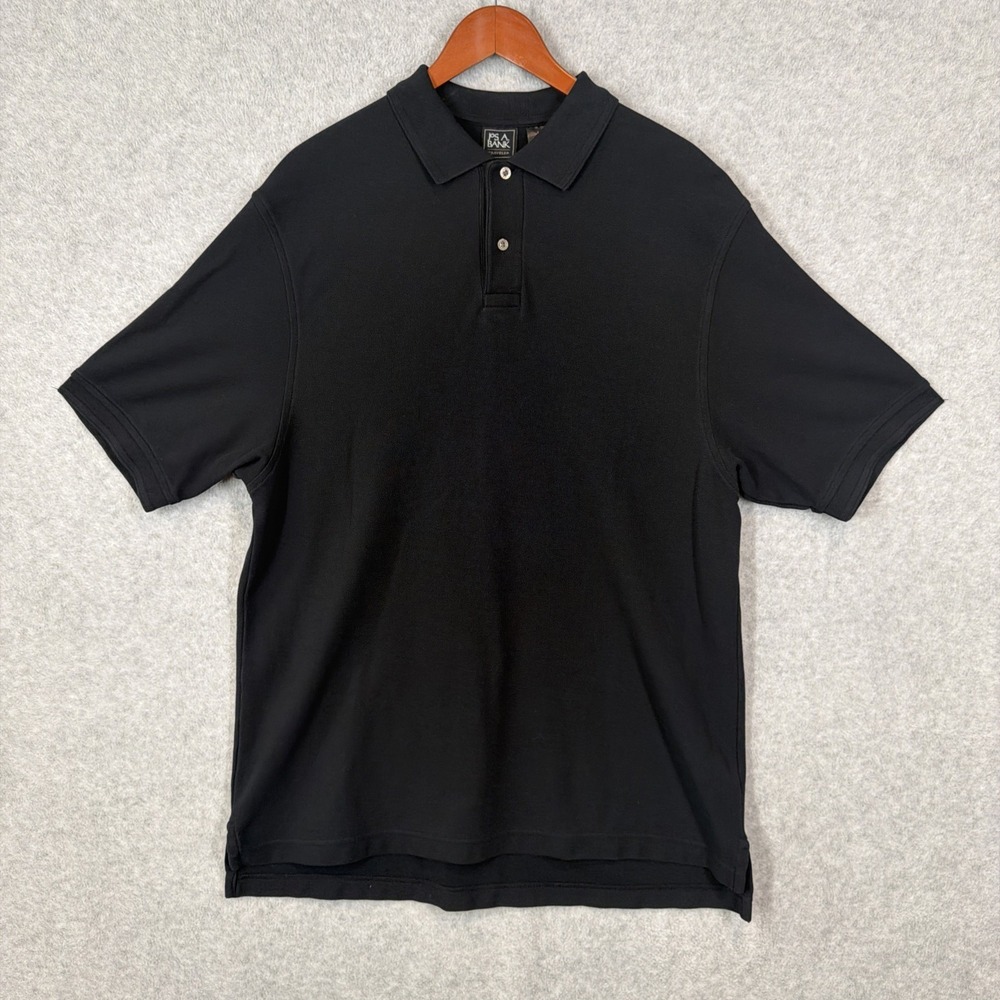 Jos A Bank Polo Shirt Mens Large Golf Business Black Casual Cotton Minimalist